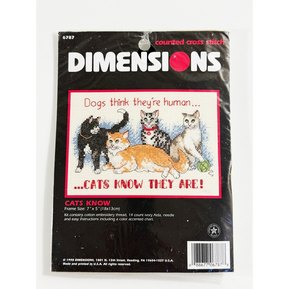 Dimensions Cross Stitch Kit 7x5 Ivory Cats Know Dogs Human 6787